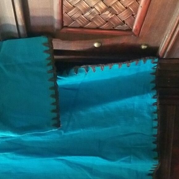 Chadwicks Teal with Brown Crochet Trim 3/4 Sleeve Shirt Size Large Vintage EUC - Picture 5 of 7